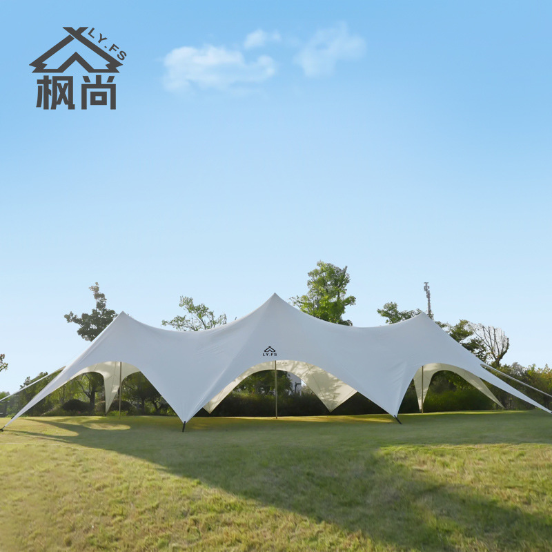Outdoor Adventure Dome Shelter - หลังคาโดมสามยอดเขา, ผ้าใบกันฝนกันแดดขนาดใหญ่, เต็นท์แคมป์ปิ้ง, ที่พักแรมกลางแจ้ง, ที่บังแดดสำหรับการเดินทางและการผจญภัย