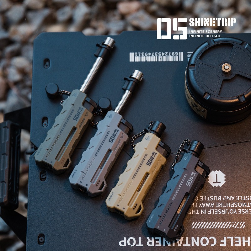 Fire Piston Starter - ไฟแช็คแก๊สบิวเทนแบบพ่นไฟสีน้ำเงิน ปี 2026 หัวฉีดแบบยืดหยุ่น ทนลม พร้อมหน้าต่างแสดงระดับแก๊ส