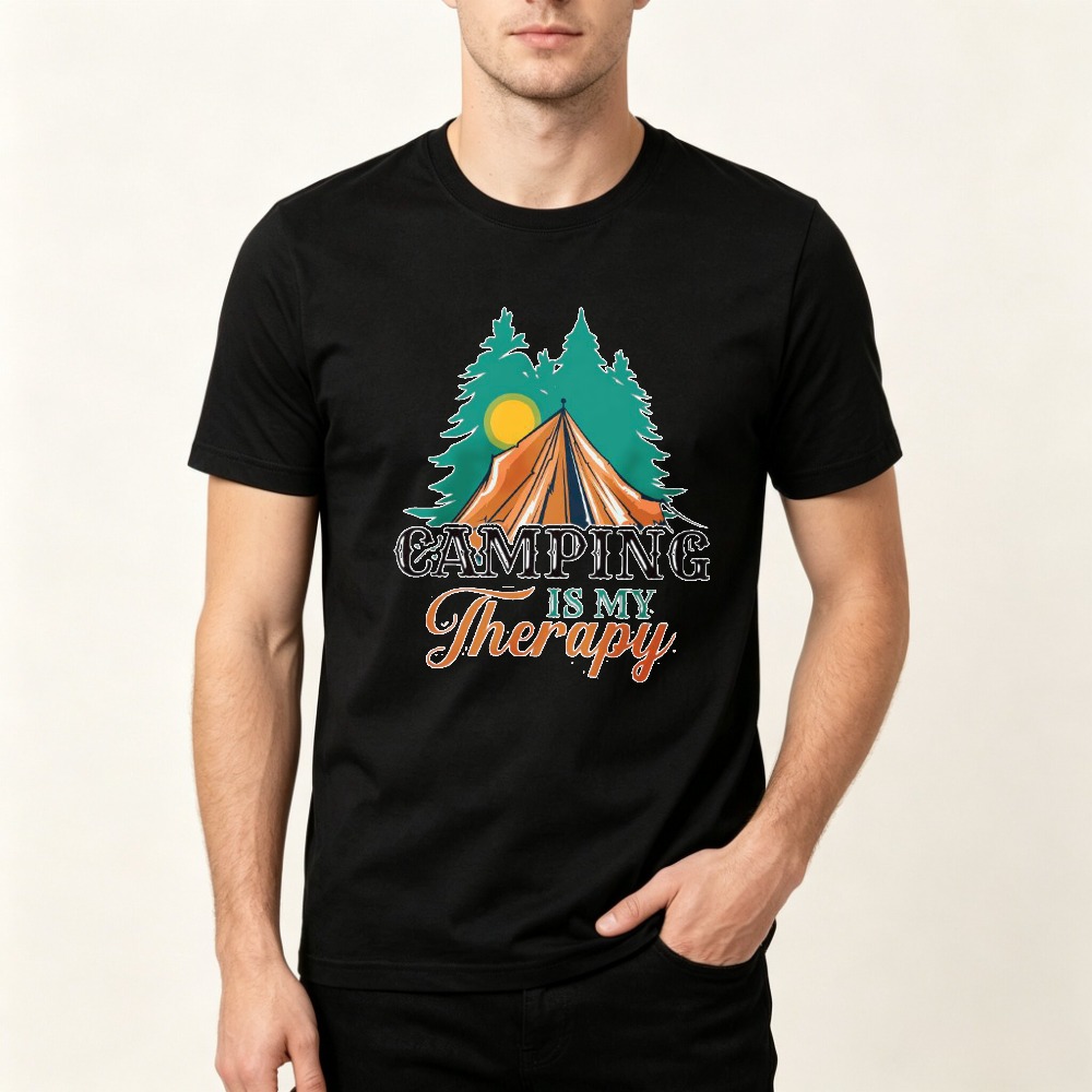 Outdoor Adventure Therapy - เสื้อยืด Camping Is My Therapy สำหรับคนรักการผจญภัย