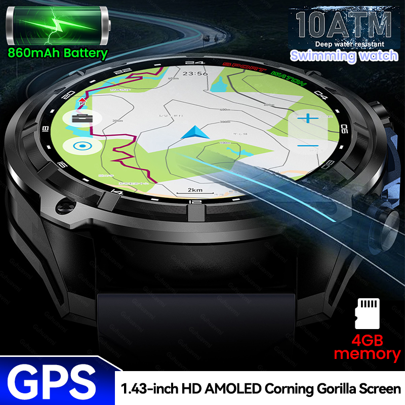 Outdoor Adventure Reservations - นาฬิกาสมาร์ทวอทช์ผู้ชาย New Adventure GPS หน้าจอ Corning