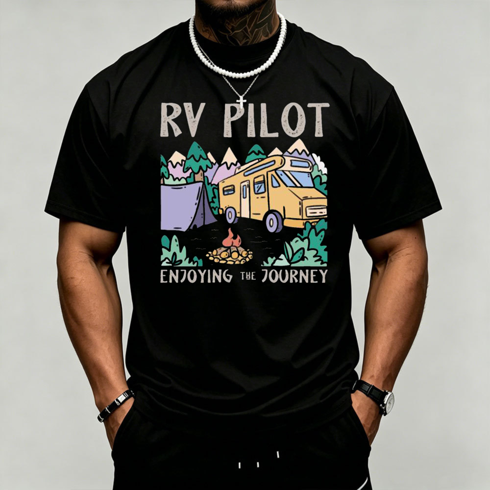Outdoor Adventure Quotes Short - RV Pilot Camper Van Camping Graphic