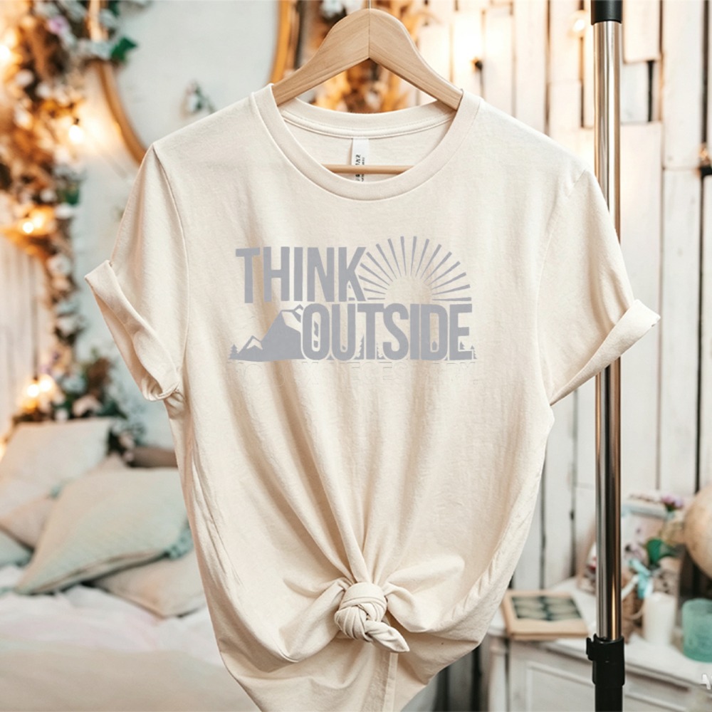 เสื้อยืดลายกราฟิก Think Outsid - Outdoor Adventure Quotes Short บทวิจารณ์และราคา